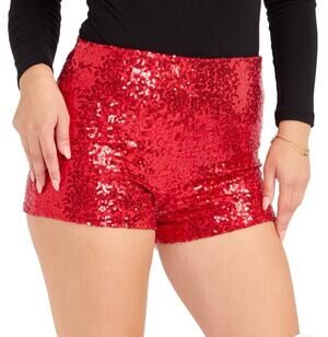 NWT Red Sexy Sequin Shorts Costume Adult Size S Halloween Cheerleader Dance